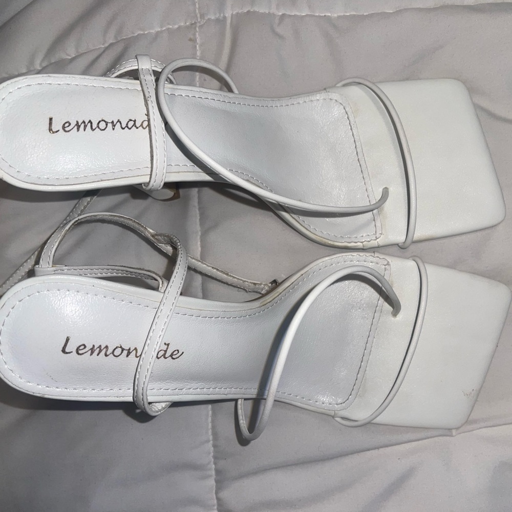 white strappy heels